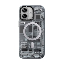İphone 16 Uyumlu Kılıf Magsafe Şarj Özellikli Youngkit Technology Serisi Kapak Gri