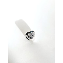 Gümüş Işıltılı İç İçe Kalpler Pan Tasarim Bi Lekli K Uyum Charm