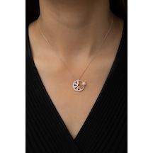 Baget Taşlı Ayyıldız Bayrak Kolye Rose Gold Kaplama 925 Ayar Gümüş UVPS100488 UVPS100488