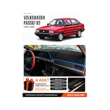 Volkswagen Passat B2 1980-1988 Uyumlu Torpido Örtüsü, Torpido Kılıfı - Siyah-mavi - Vw014