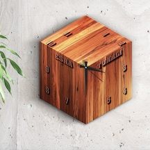 Bk Gift Kişiye Özel 3d Küp Tasarımlı Ahşap Duvar Saati - 1 Akgn12468 Çok Renkli