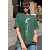 Unisex Butterfly Song Baskılı Tasarım Tshirt Yeşil