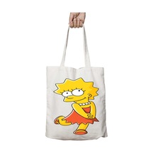 Art Hediye Simpson Lisa Simpson Bart Simpson İki Tarafı Kalıcı Baskılı Yıkanabilir Çanta Çok Renkli