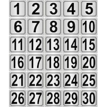 Metal Kapı,masa,dolap Numarası 5cmX5cm 30 Adet (1..30) Gümüş Renk Metal