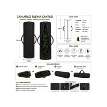 120 X 40 Yapay Çam Ağaçları Çam Ağacı Taşıma Ve Saklama Çantası Fermuarlı Su Geçirmez Siyah Yılbaşı Ağacı Çantası 120 Cm