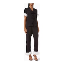 Sleeper Ponyo Viskon Pijama Seti Tüy Ve Saten Detaylı Lüks Tasarım Siyah Sleeper Ponyo Viskon Pijama Seti Tüy Ve Saten Detaylı Lüks Tasarım Siyah