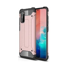 Noktaks - Galaxy Uyumlu S20 Fe Uyumlu - Kılıf Çift Katman Zırh Tank Crash Military Kapak - Rose Gold - T15162 Rose Gold