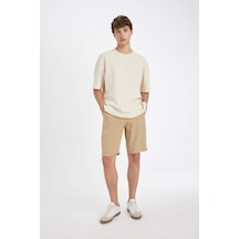 DeFacto Regular Fit Düz Paça Tensel Bermuda Şort C7800AX24SMBG732