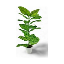Yapay Çiçek Difenbahya Tropik Sarı Benekli 80cm 23 Yapraklı Salon Çiçeği Beyaz Saksılı Yapay Bitki