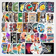 Cajuart 50 Adet Tekrarsız Seyahat Macera Pvc Sticker 06