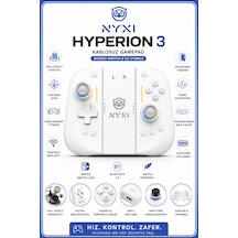 Nyxi Hyperion 3 Beyaz Joypad Switch 2  Hall Effect Drift Yapmayan Joystick Kablosuz Oyun Kolu Joy-con