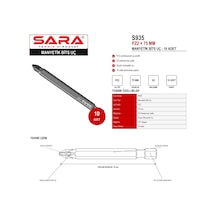 Sara S935 Pz2 75 Mm Manyetik Bits Uç 10 Lu
