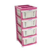 Galleon Design Elegant Delikli Komidin 4 Çekmeceli Sebzelik Pembe