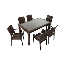 Mandella Elit Rattan 90x150 Elit Koltuk Camlı Masa Takımı Kahverengi Diğer