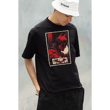 Dc Kahraman The Batman Baskılı Unisex Oversize Tişört Siyah