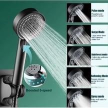 5 Kademeli Duş Başlığı Siyah Çok Renkli