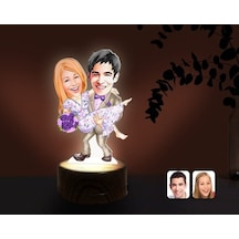 Kişiye Özel Sevgililer Karikatürlü Dekoratif 3D Biblo Led Işıklı (481495232)