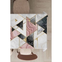 Pembe Geometrik Desen Dokuma Leke Tutmaz Masa Örtüsü Mso092n11