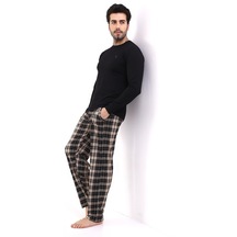 G13026 Erkek Modal Uzun Kollu Ekose Desenli Cepli Mevsimlik Pijama Takımı