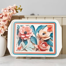 Doryy Çiçek Desenli Tepsi - Renkli - 44x30,5 Cm Çok Renkli