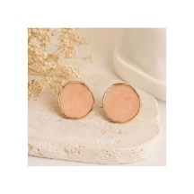 Pudra Pembe Yuvarlak Tasarım Düğme Küpe Pembe - 887994064 Pembe - 887994064 Pembe