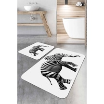 Ekru Fil Desen Banyo Halısı Klozet Takımı Paspas Seti Bs223n11