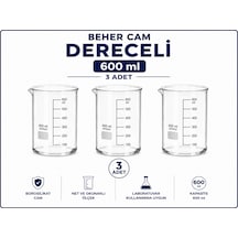 Beher Cam Dereceli 3 x 600 ML