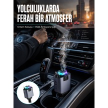 Araç İçi Çok Fonksiyonlu Şarj Cihazı Hava Nemlendirici Aroma Ve Yıldız Işık Yeni Nesil Çok Renkli