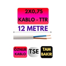 Öznur 2x0,75 Ttr Kablo Metre Seçenekli Beyaz - 12 Metre