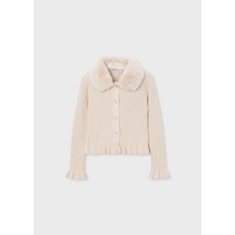 Mayoral Kız Çocuk Çıkarılabilir Yakalı Triko Hırka Bej