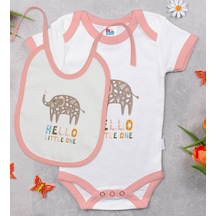 Bk Kids Hello Little One Tasarımlı Pembe Bebek Body Zıbın Ve Mama Çok Renkli