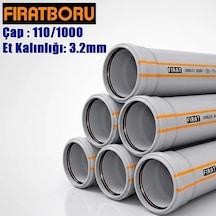 Fırat 110/1000mm Dublex Pvc Atık Su Borusu, 3.2mm Et Kalınlığı, 1 Adet
