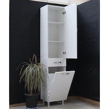 Öz&Ce Sepetli Mdf Banyo Boy Dolabı 40 CM Beyaz