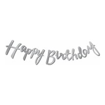 Flama Happy Birthday Yazısı Gümüş Banner Doğum Günü Diğer