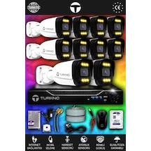Turkno 10 Kameralı Ultia 10 Dış Kamera Set 320 GB 5 MP 2K Net Renkli Gece Görüşlü Güvenlik Kamerası Sistemi