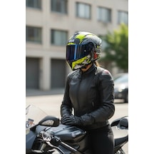Gıvı 50.x Wıld Mat Sarı  1 Renkli 1 Şeffaf Vizörlü Motosiklet Kask Lacivert Vizör + Şeffaf