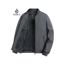 Erkek İş Gündelik Dik Yaka Ekose Ceket Koyu Gri