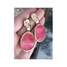 Simli Tasarım Gold Detaylı Küpe Altın