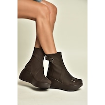 Fox Shoes Z946052701 Kahverengi Nubuk Dolgu Tabanlı Kadın Bot