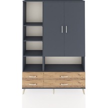 Arges Dolap 8 Raflı 4 Çekmeceli 2 Kapaklı 132x30x195 Antrasit-antrasit/çam Antrasıt/atlas Çam
