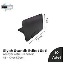 10 Adet Silinebilir Karatahta Etiket Seti A8 Ayaklı Standlı Siyah