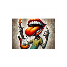 Rock'n Roll Ağız Modern Ahşap Tablo