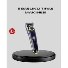 5 Başlıklı Şarjlı Tıraş Makinesi Saç, Sakal, Burun Ve Vücut İçin Çok Fonksiyonlu Bakım Seti 1.5 Saat