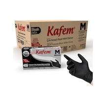 Kafem Çok Amaçlı Siyah Nitril Eldiven (M) 100 Lü X 20 Paket (Koli)