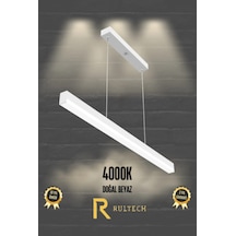 Linear Magro 150cm Beyaz Kasa Sarkıt Modern Led Avize, Salon, Mutfak, Ofis, Mağaza, Masa Üstü Led Doğal