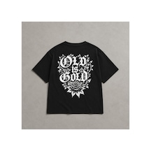 Yolo Street Old Is Gold Baskılı Oversize Siyah %100 Pamuk Erkek Tişört Vintage Dark Gothic Streetwear 1ssiyah