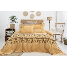 Vintage 6 Parça Çift Kişilik Pike Takımı Turuncu 240 X 260 Cm Turuncu