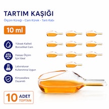Tartım Kaşığı 10 Ml - Ölçüm Küreği - Cam Kürek - Tartı Kabı - 10 Adet Toptan