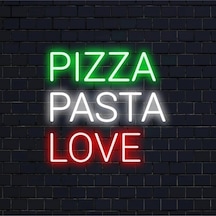 Pızza Pasta Love Yazılı Neon Tabela Çok Renkli