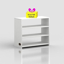 Kenzlife Ayakkabılık Goya Byz 060 70 30 Arkalıksız Ayakkabı Ofis Dolabı + Tekli Duvar Rafı Hediyeli Beyaz